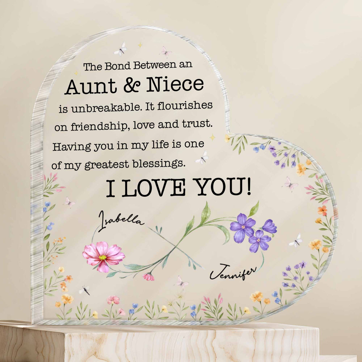 Personalized Aunt And Niece Floral Bond Keepsake Acrylic Plaque