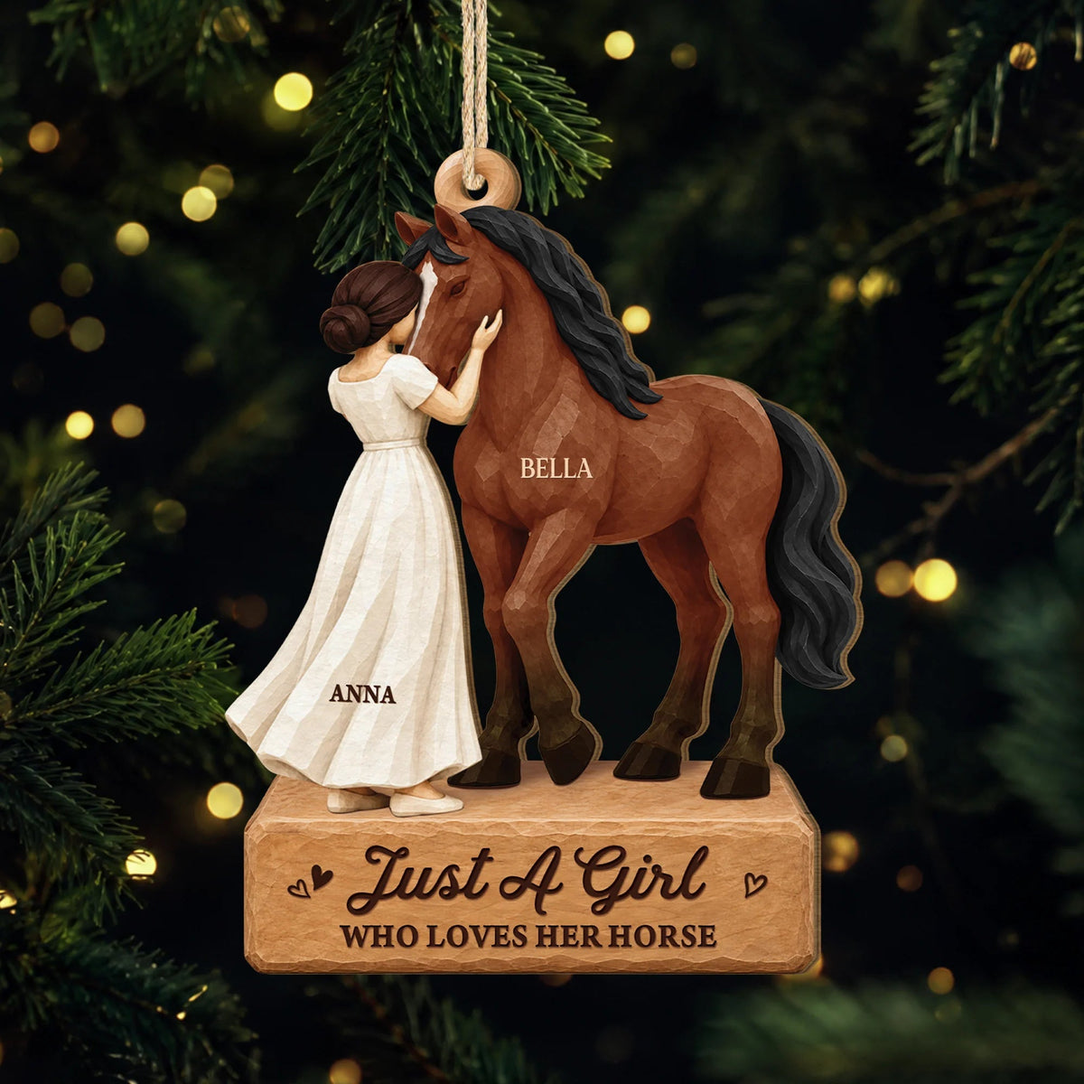Just A Girl Who Loves Her Horse Wooden Ornament - Personalized Equestrian Keepsake