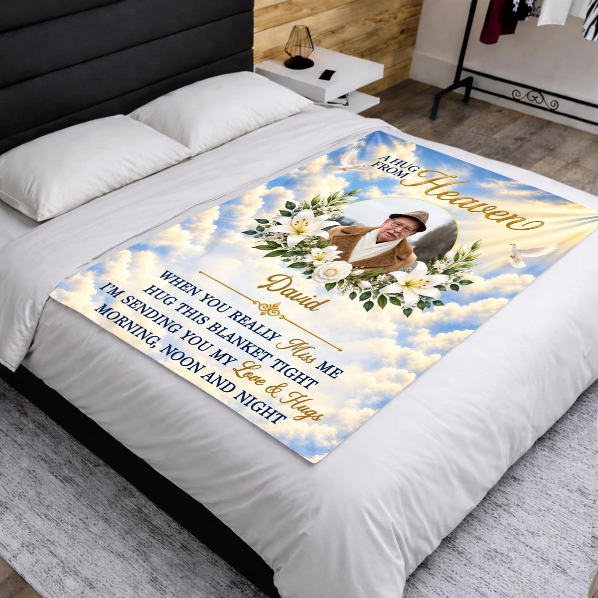 A Hug From Heaven Personalized Memorial Blanket - Custom Sympathy Keepsake Gift