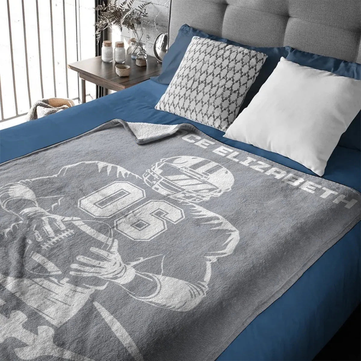 Personalized Football Player Name Number Custom Jersey Throw Blanket