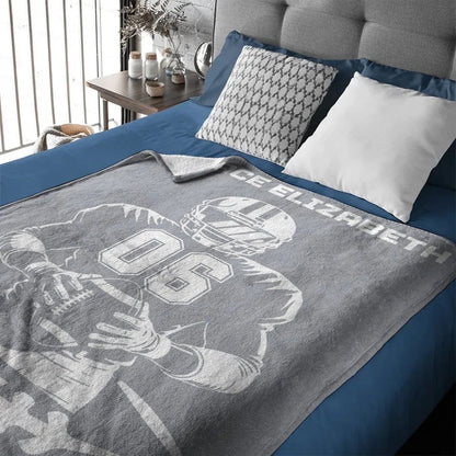 Personalized Football Player Name Number Custom Jersey Throw Blanket