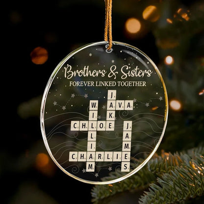Brothers & Sisters Forever Linked Together Personalized Acrylic Ornament - Christmas Gift for Siblings