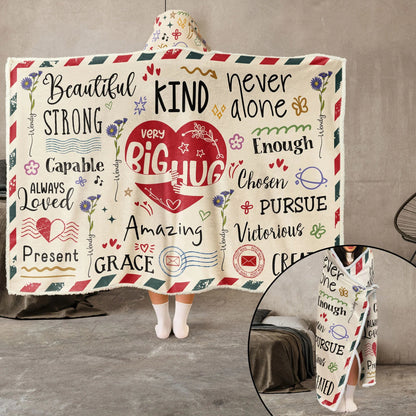 A Big Hug for You Personalized Wearable Hooded Blanket for Her - Custom Birth Flower Birthday Keepsake Gift