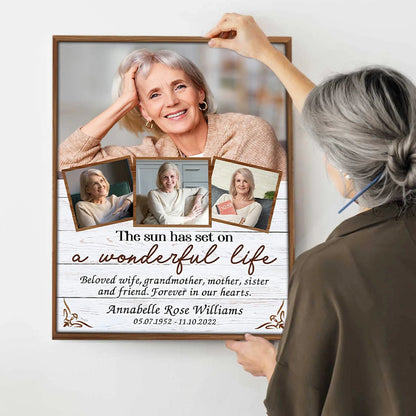 Personalized The Sun Has Set Photo Memorial Canvas Wall Poster