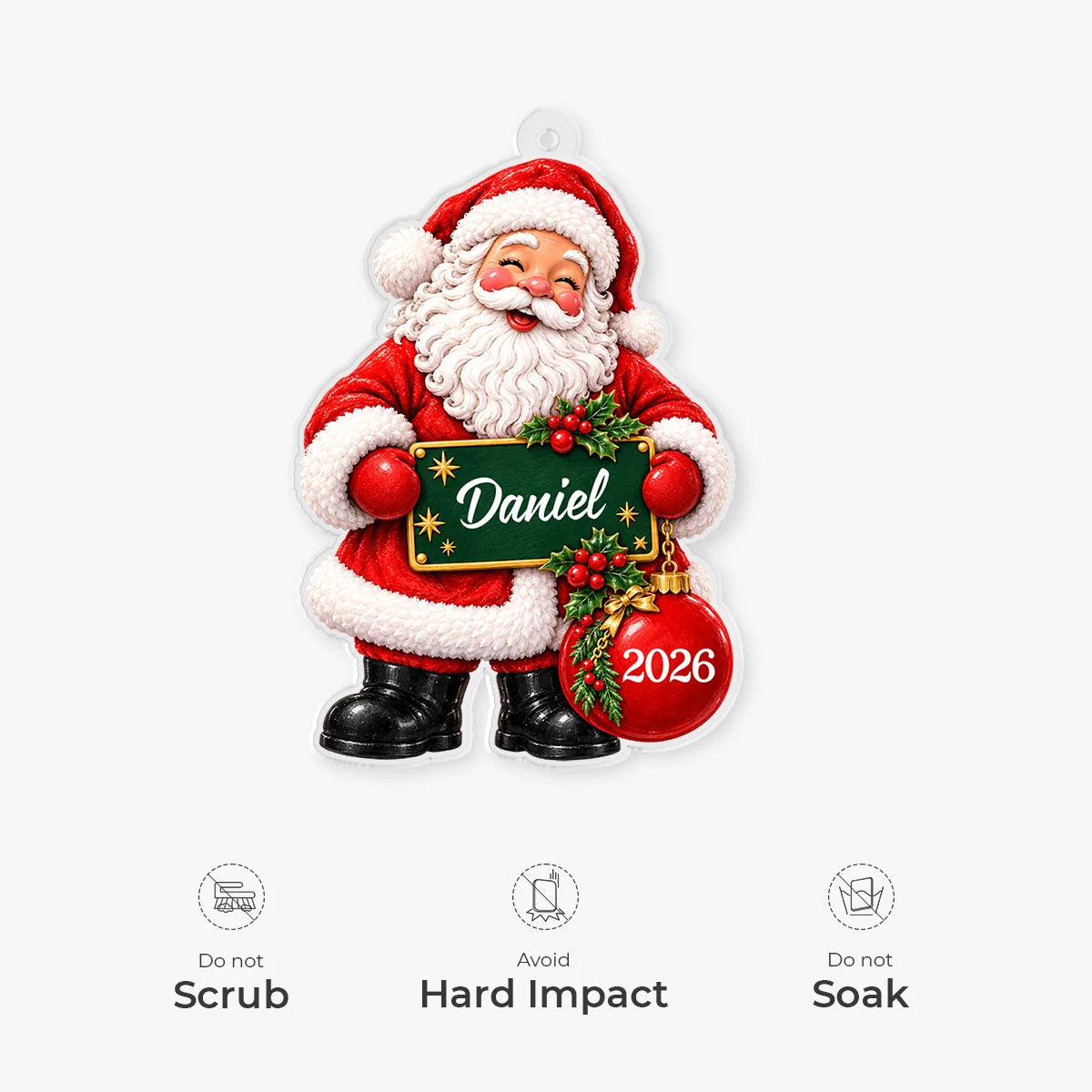 Custom Christmas Character Acrylic Ornament - Personalized Name Keepsake for Kids & Family