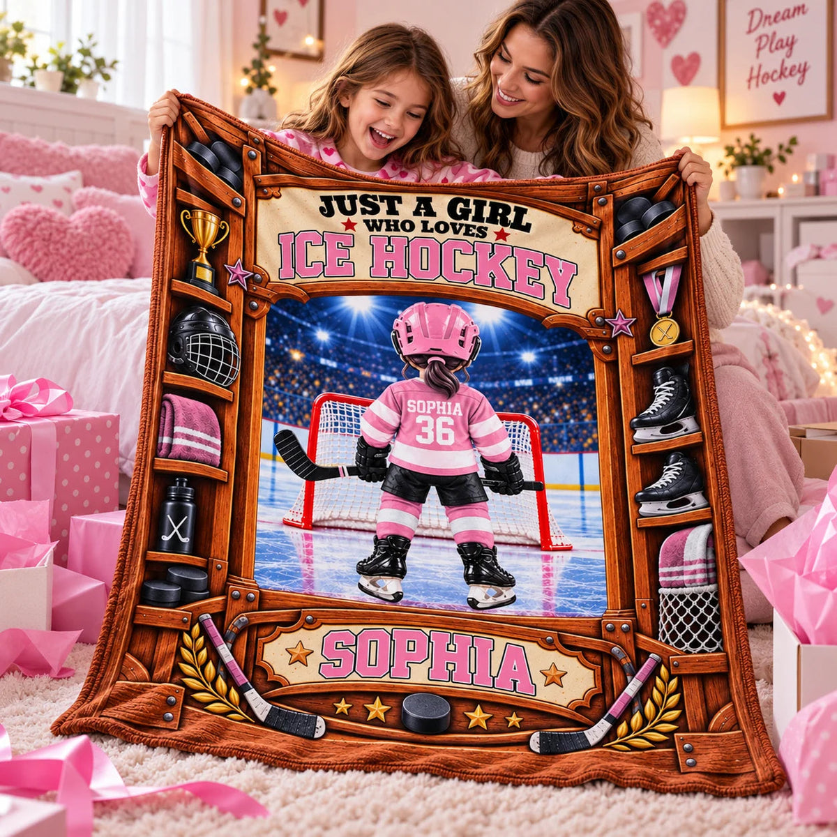 "Just A Boy/Girl Who Loves Ice Hockey" Custom Ice Hockey Blanket - Personalized Hockey Gift for Kids & Youth