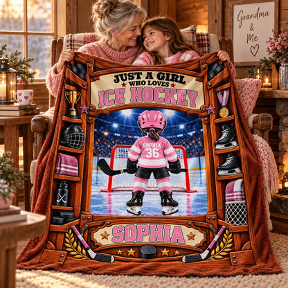 "Just A Boy/Girl Who Loves Ice Hockey" Custom Ice Hockey Blanket - Personalized Hockey Gift for Kids & Youth