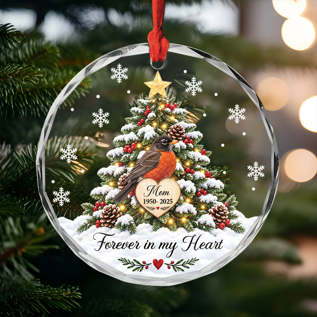 Personalized Memorial Cardinal Glass Ornament