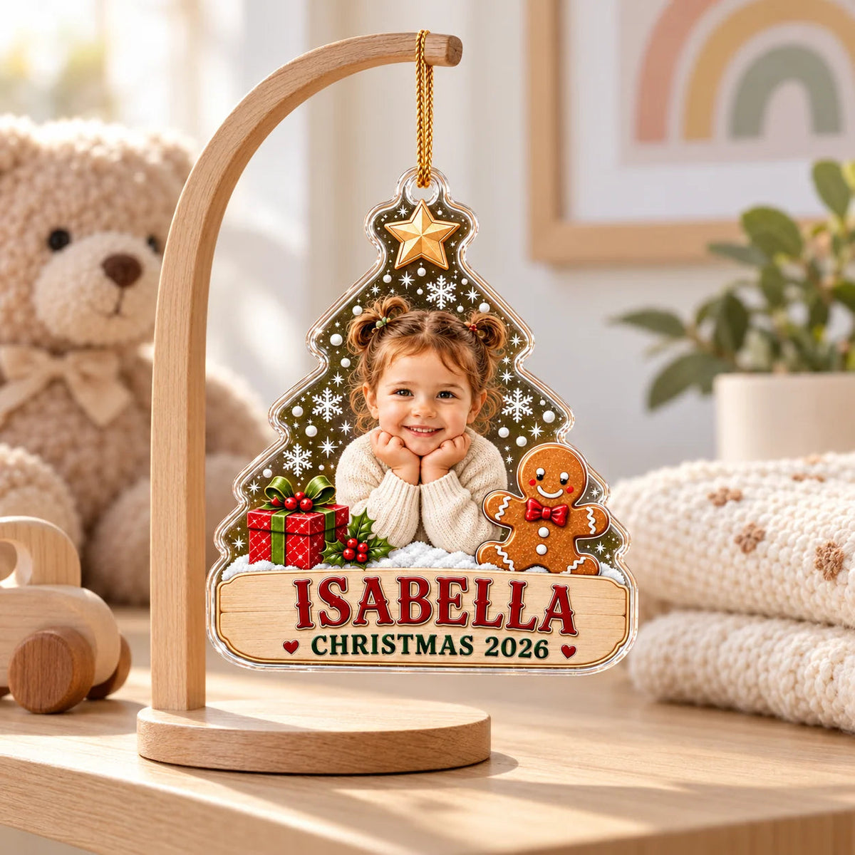 Custom Photo Christmas Keepsake - Personalized Baby Acrylic Ornament for Granddaughter