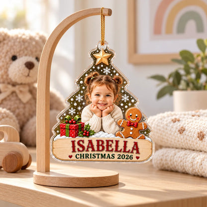 Custom Photo Christmas Keepsake - Personalized Baby Acrylic Ornament for Granddaughter