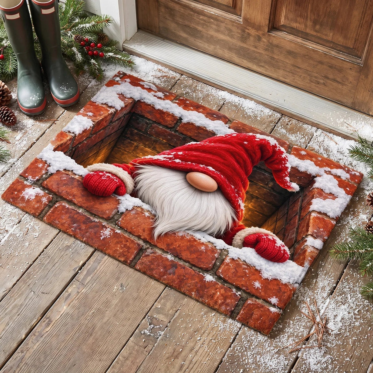 Gnome For The Holidays Christmas Doormat - Personalized Entryway Rug for Family
