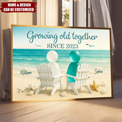 Personalized You And Me Sea Glass Couple Wall Art Canvas Poster
