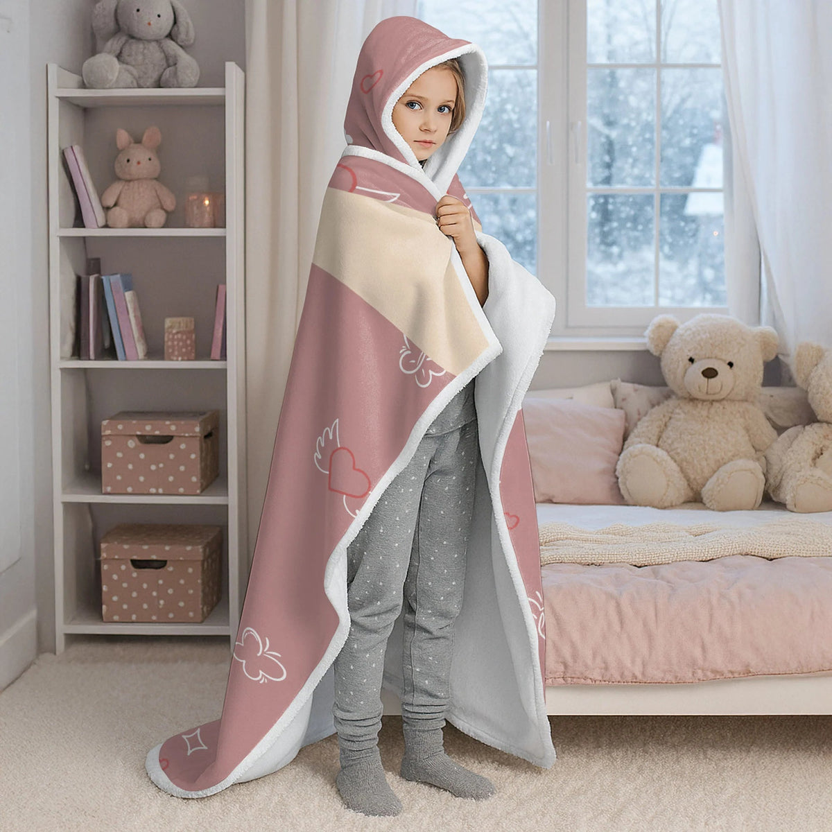 No Words Just Hugs Personalized Blanket with Hood - Custom Memorial Wearable Throw Blanket for Grandma & Family