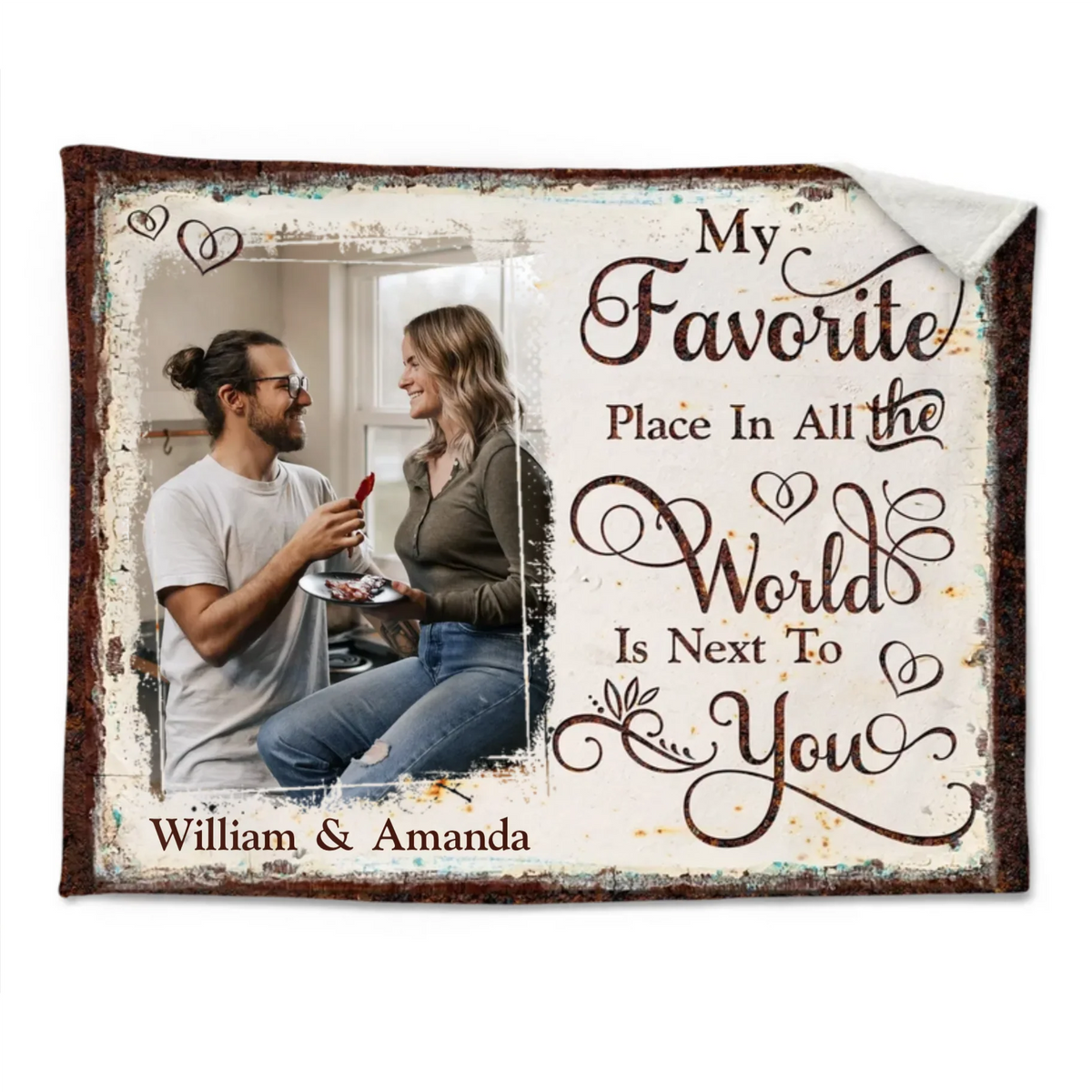 Personalized My Favorite Place Is Next To You Couple Plush Blanket