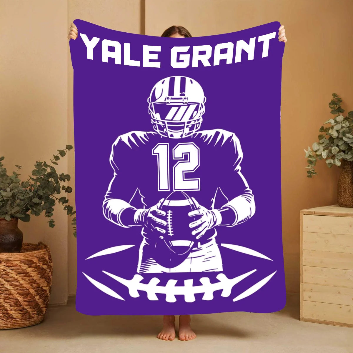 Personalized Football Player Name Number Custom Jersey Throw Blanket