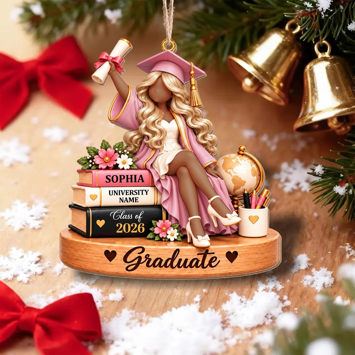 Graduate Keepsake Personalized Wooden Ornament - Senior Class Gift for Daughter