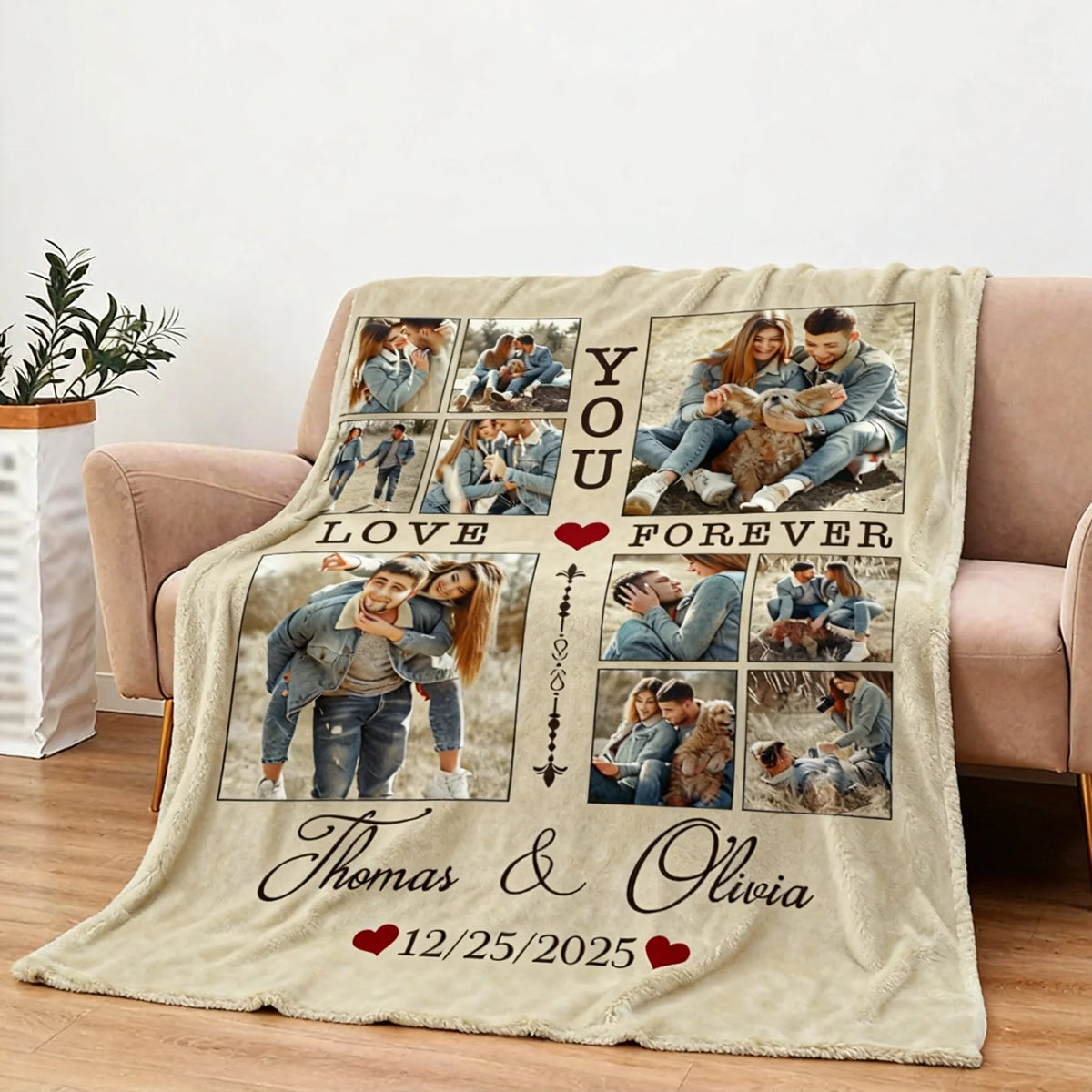 Personalized Love You Forever Photo Collage Custom Fleece Blanket