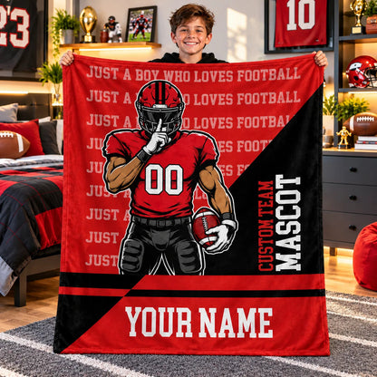 Just A Boy Who Loves Football Personalized Blanket for Boys - Custom Football Throw Gift for Kids