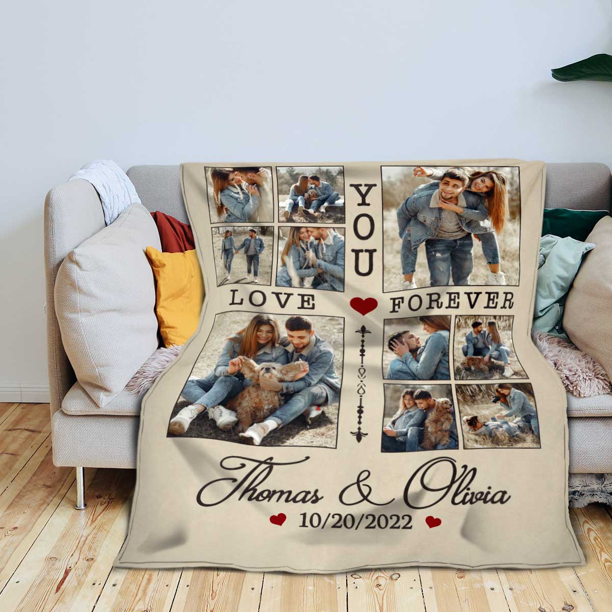 Personalized Love You Forever Photo Collage Custom Fleece Blanket