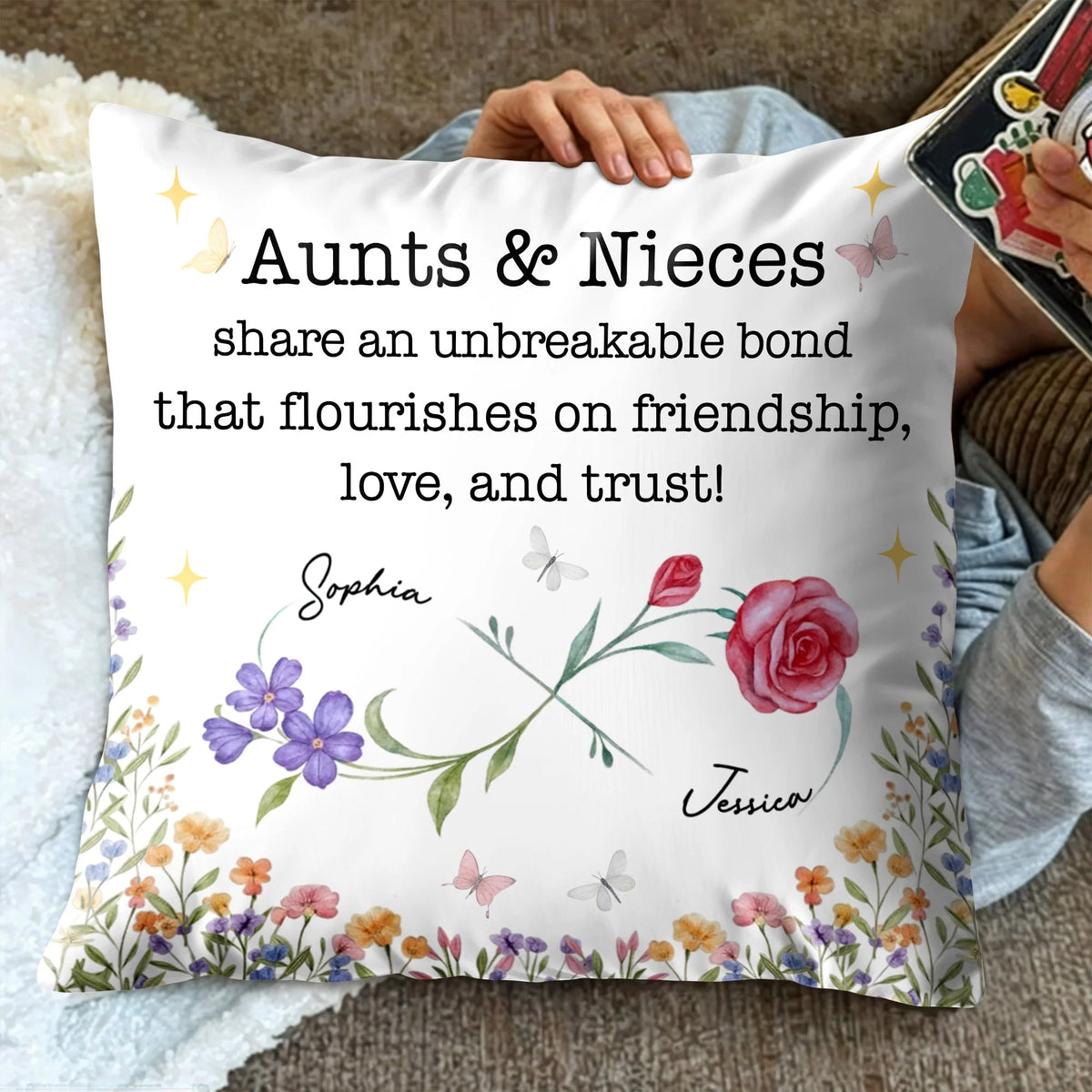 Personalized Aunts And Nieces Unbreakable Bond Throw Accent Pillow