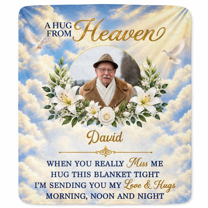 A Hug From Heaven Personalized Memorial Blanket - Custom Sympathy Keepsake Gift