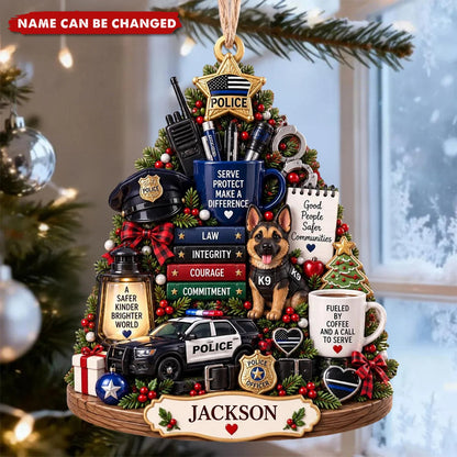 Personalized Police Christmas Ornament - Custom Police Officer Keepsake Gift for Holiday Tree