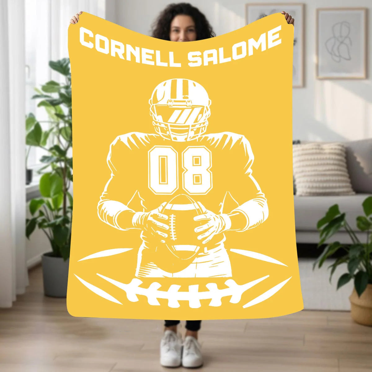 Personalized Football Player Name Number Custom Jersey Throw Blanket