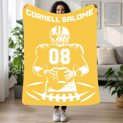 Personalized Football Player Name Number Custom Jersey Throw Blanket