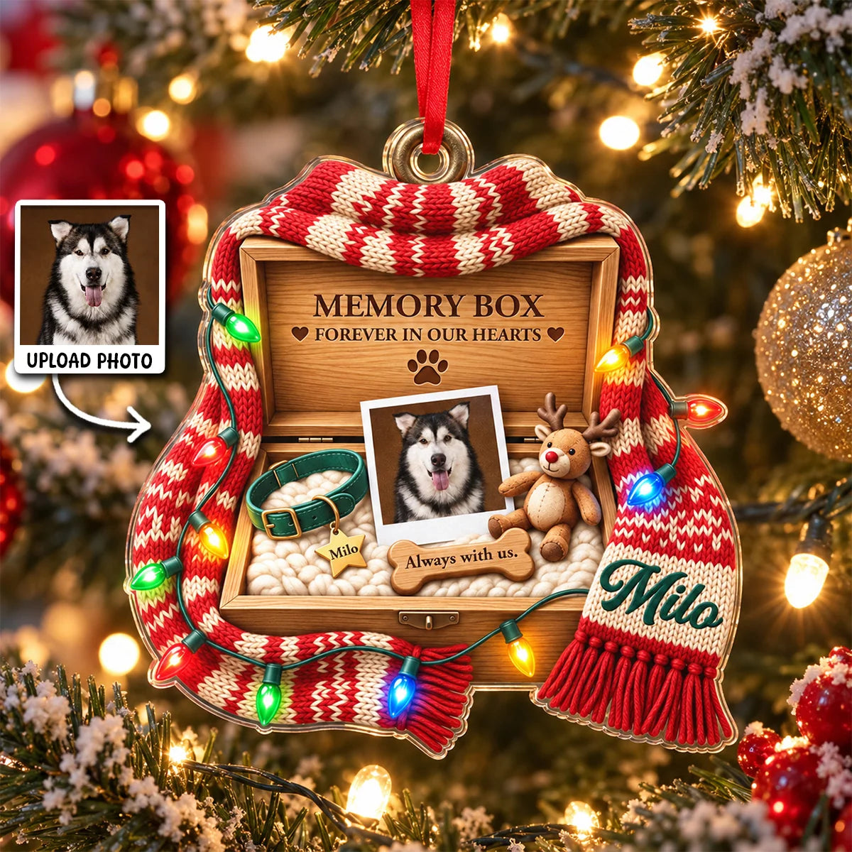Memory Box Forever in Our Hearts Personalized Pet Memorial Acrylic Ornament - Custom Gift for Dog Lovers