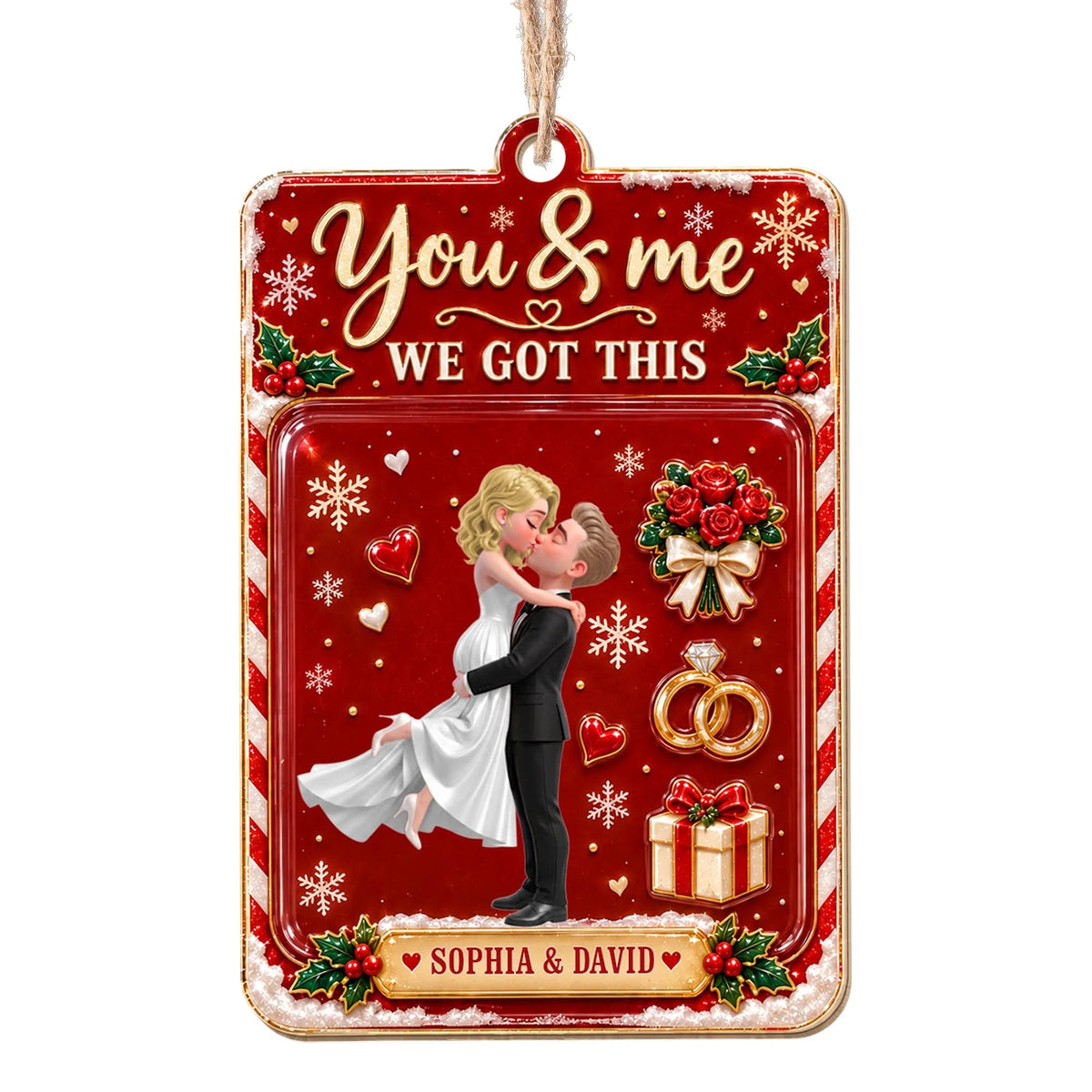 You & Me We Got This Personalized Couple Wooden Ornament - Christmas Anniversary Keepsake Gift