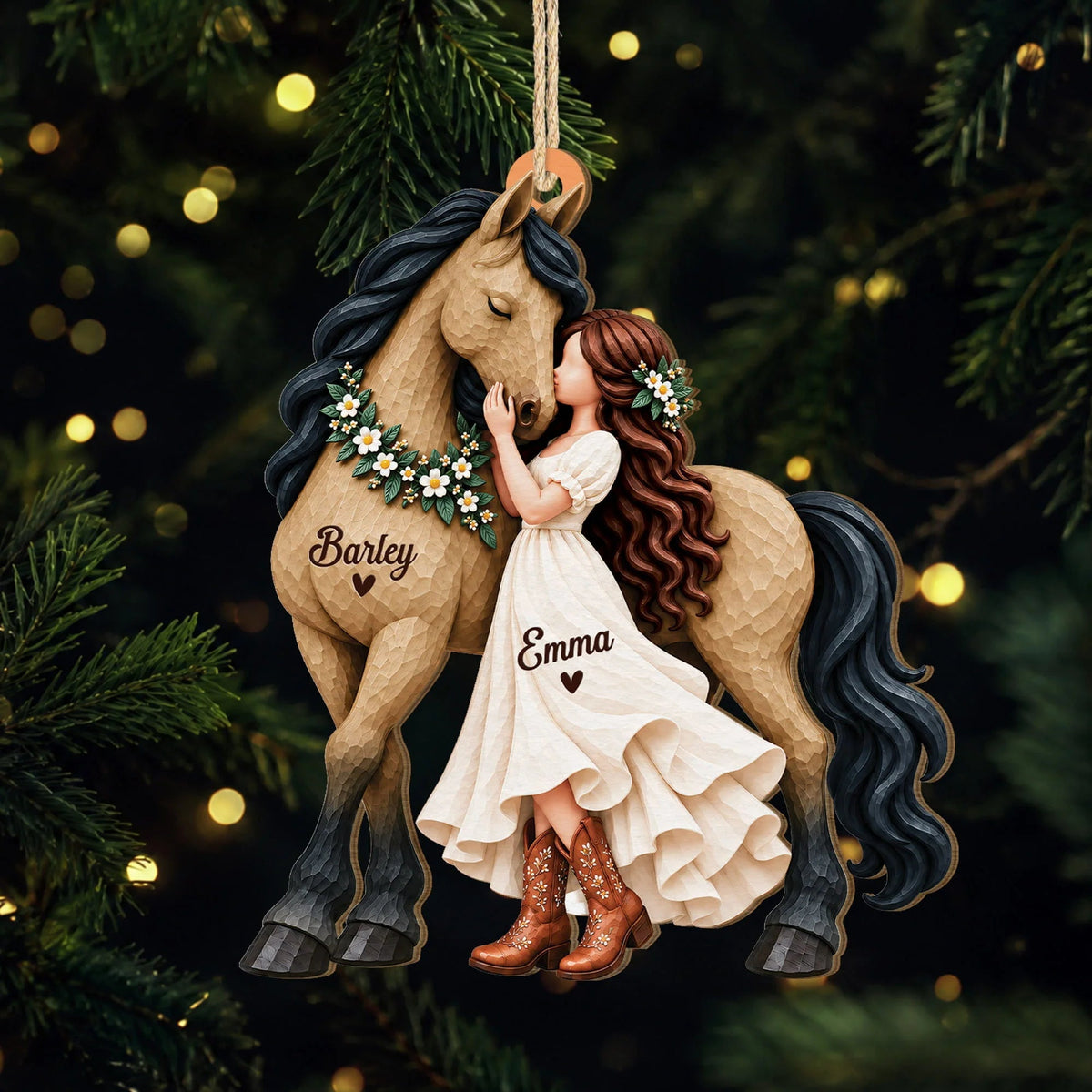 Custom Horse Girl Wooden Ornament - Personalized Christmas Keepsake for Equestrians