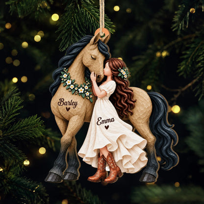 Custom Horse Girl Wooden Ornament - Personalized Christmas Keepsake for Equestrians