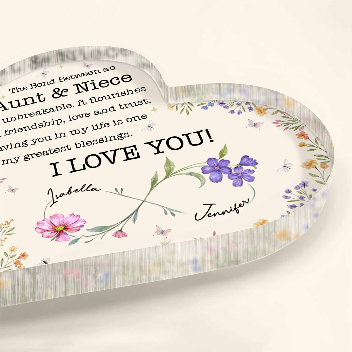 Personalized Aunt And Niece Floral Bond Keepsake Acrylic Plaque