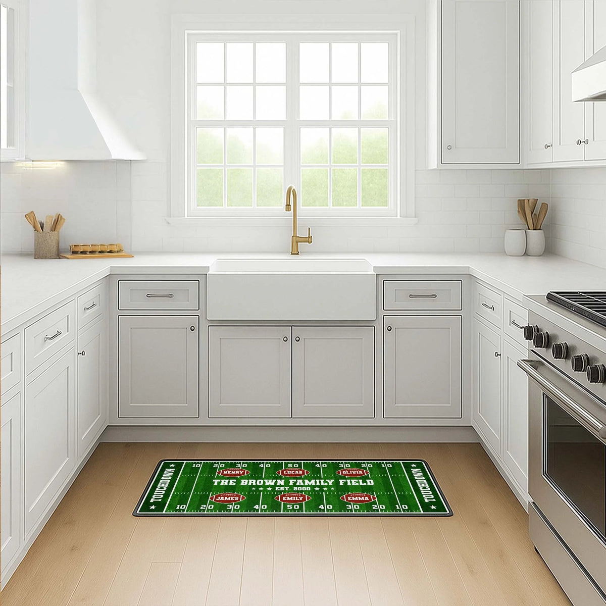The Family Field Touchdown Personalized Runner Rug - Game Day Decor for Football Lovers