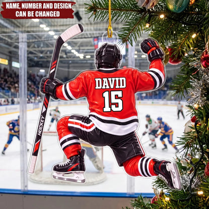 Forever Hockey Personalized Hockey Player Acrylic Ornament - Christmas Keepsake for Son