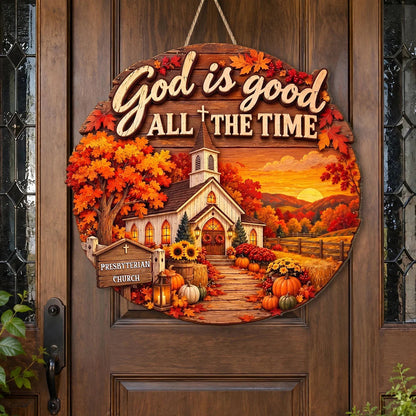 God Is Good All The Time Personalized Wood Sign - Custom Christian Home Decor for Pastor