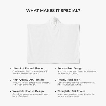 Custom Birth Flower Reading Blanket - Personalized Hooded Blanket Gift for Book Lovers