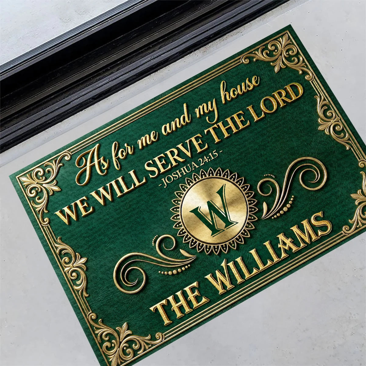 "As For Me And My House We Will Serve The Lord" Personalized Doormat - Housewarming Gift for Family