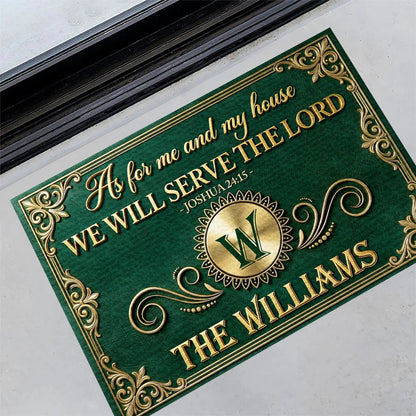 "As For Me And My House We Will Serve The Lord" Personalized Doormat - Housewarming Gift for Family