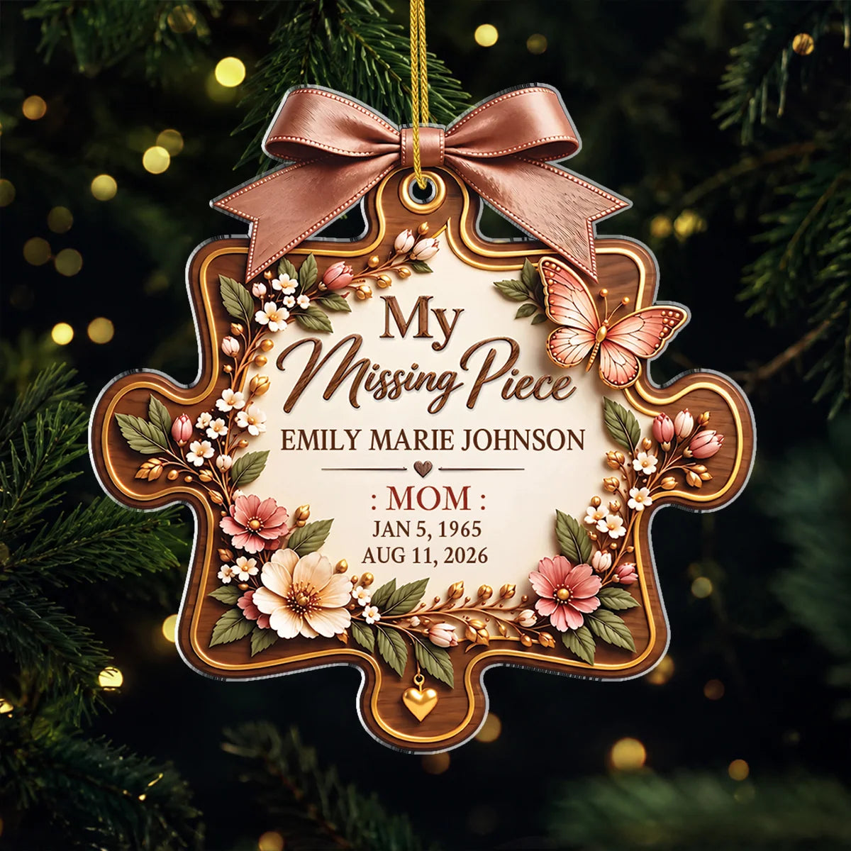 My Missing Piece Ornament Personalized In Loving Memory Keepsake - Memorial Remembrance Gift for Family