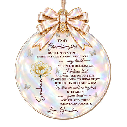 "Once Upon A Time Stole My Heart" Personalized Granddaughter Wooden Ornament - Custom Birth Month Flower Christmas Gift