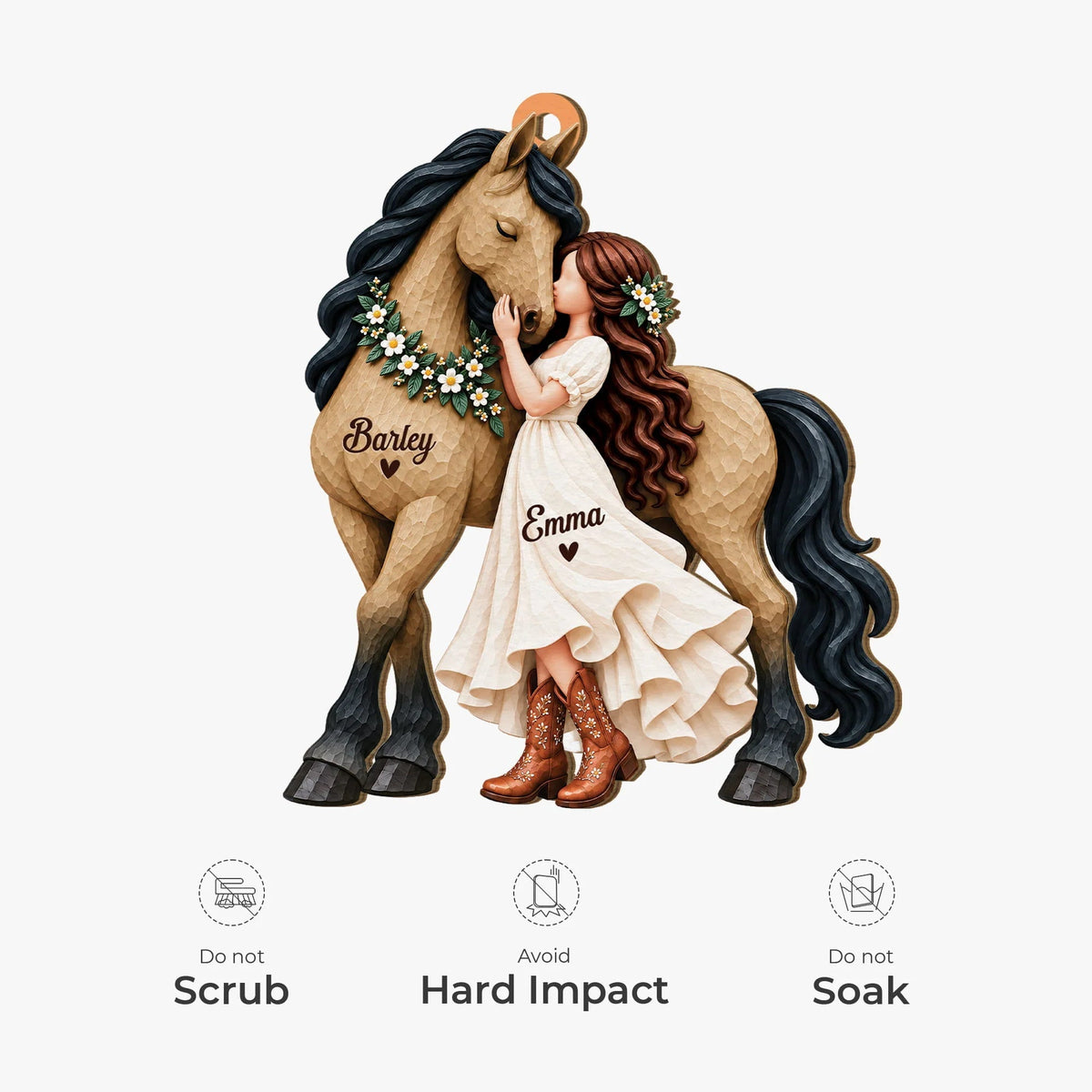 Custom Horse Girl Wooden Ornament - Personalized Christmas Keepsake for Equestrians