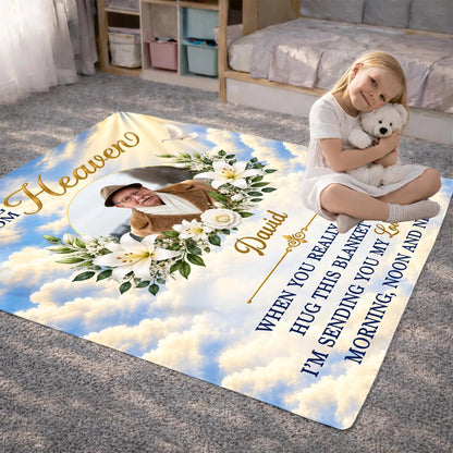 A Hug From Heaven Personalized Memorial Blanket - Custom Sympathy Keepsake Gift