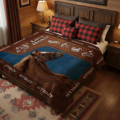 Personalized Love Horse Equestrian Photo Custom Fleece Blanket