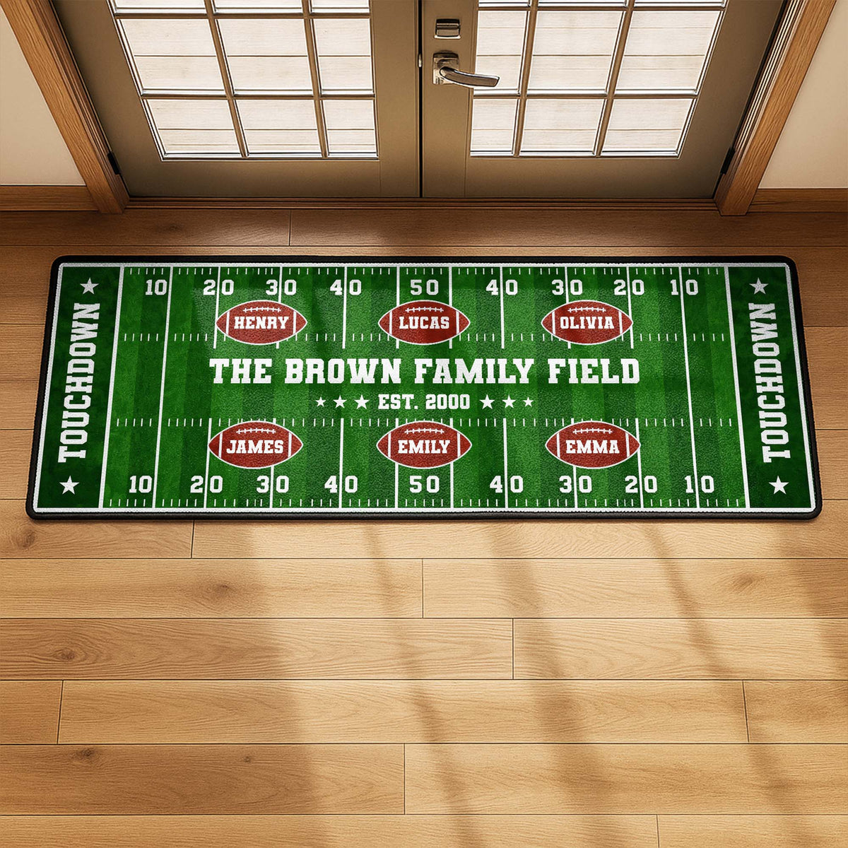 The Family Field Touchdown Personalized Runner Rug - Game Day Decor for Football Lovers