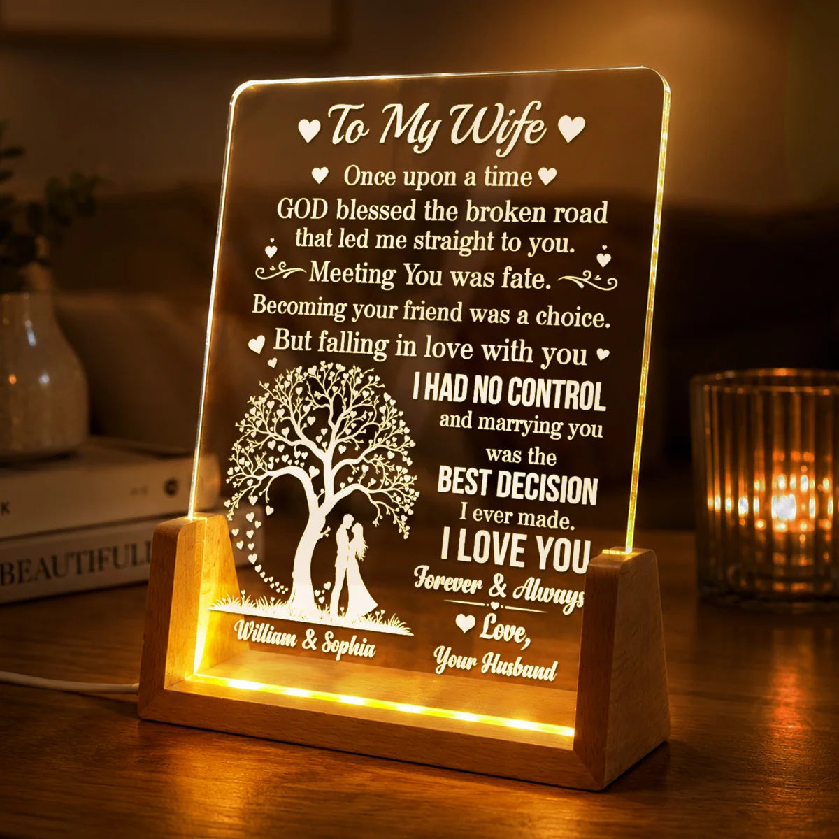 Personalized Marrying You Best Decision Couple Acrylic Night Light