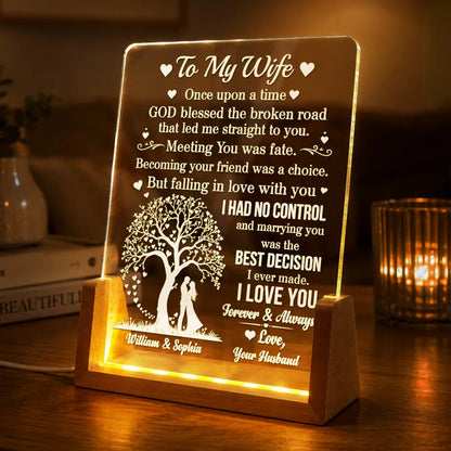 Personalized Marrying You Best Decision Couple Acrylic Night Light