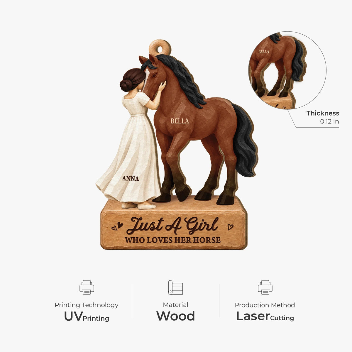 Just A Girl Who Loves Her Horse Wooden Ornament - Personalized Equestrian Keepsake