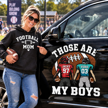 Those Are My Boys Personalized Football Car Decal - Custom Player Name & Number Sticker Gift for Sports Mom Dad
