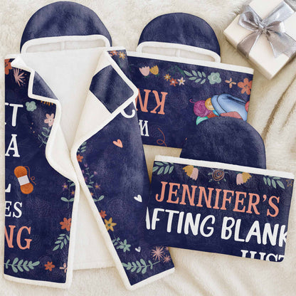 Personalized Just A Girl Who Loves Knitting Custom Hooded Blanket